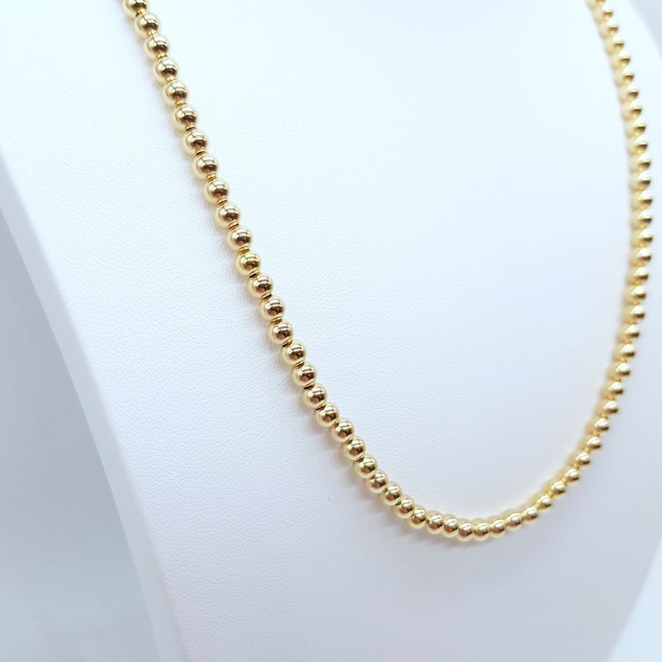 19626 Collier Kugeln 4mm 585 14 Karat gelb Gold 42-45cm in Donaueschingen