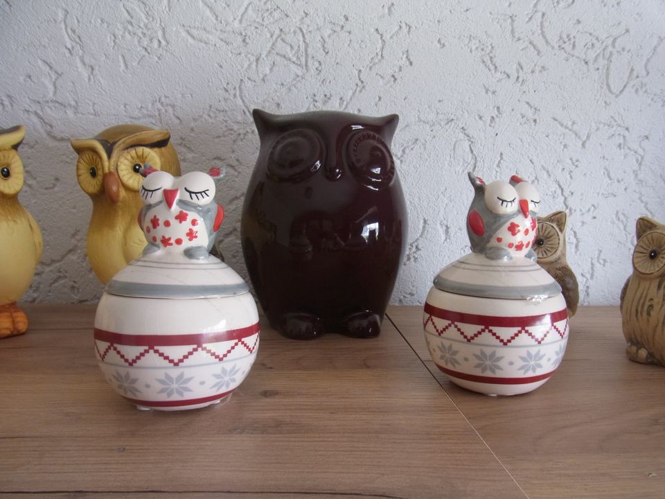 10 x schöne DEKO - Keramik – EULEN in Rommersheim
