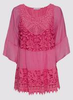 Tredy Damen Tunika Bluse mit Seide und Spitze Pink Gr. 2 Nordrhein-Westfalen - Bad Salzuflen Vorschau