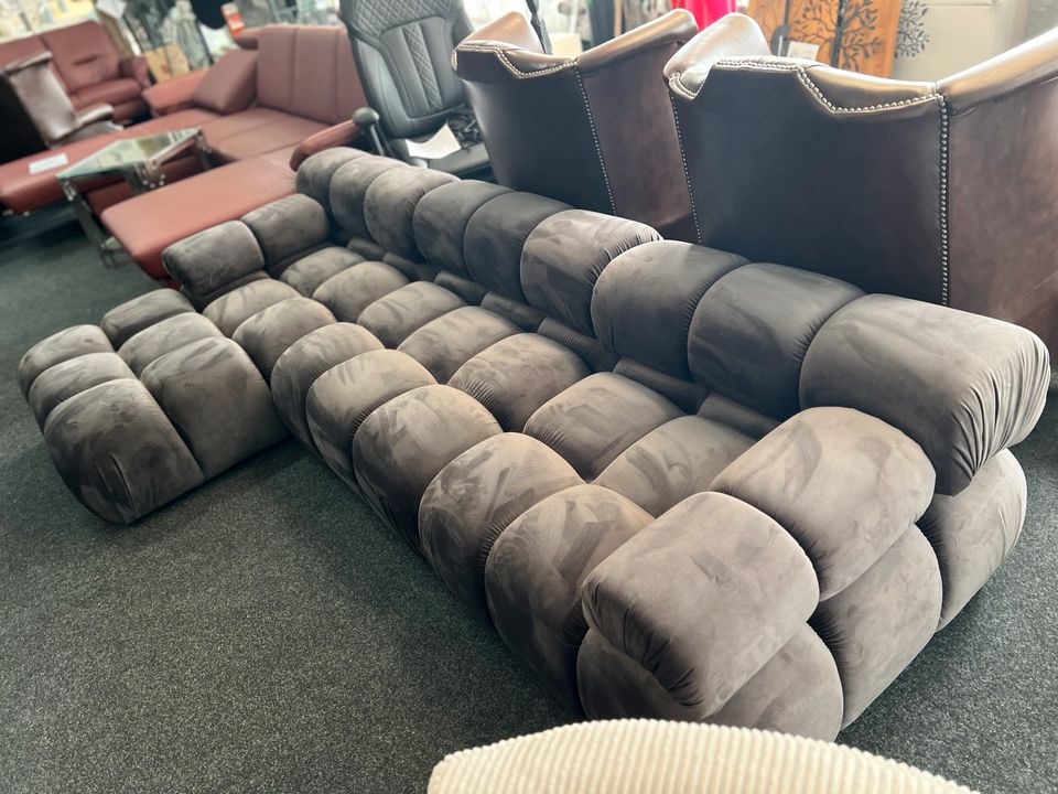 Ecksofa Modern Elemente Sofa Couch Samt grau Möbel UVP 1699€ in Alsfeld