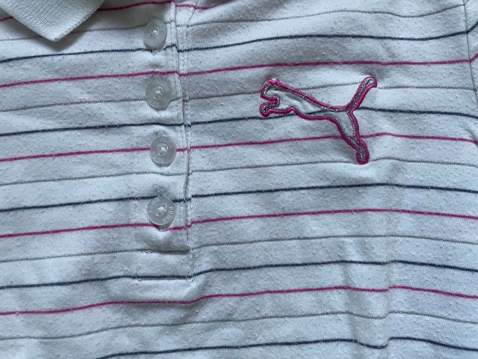 Poloshirt Puma Gr 128 weiß geringelt Glitzer Mädchen in Lüder