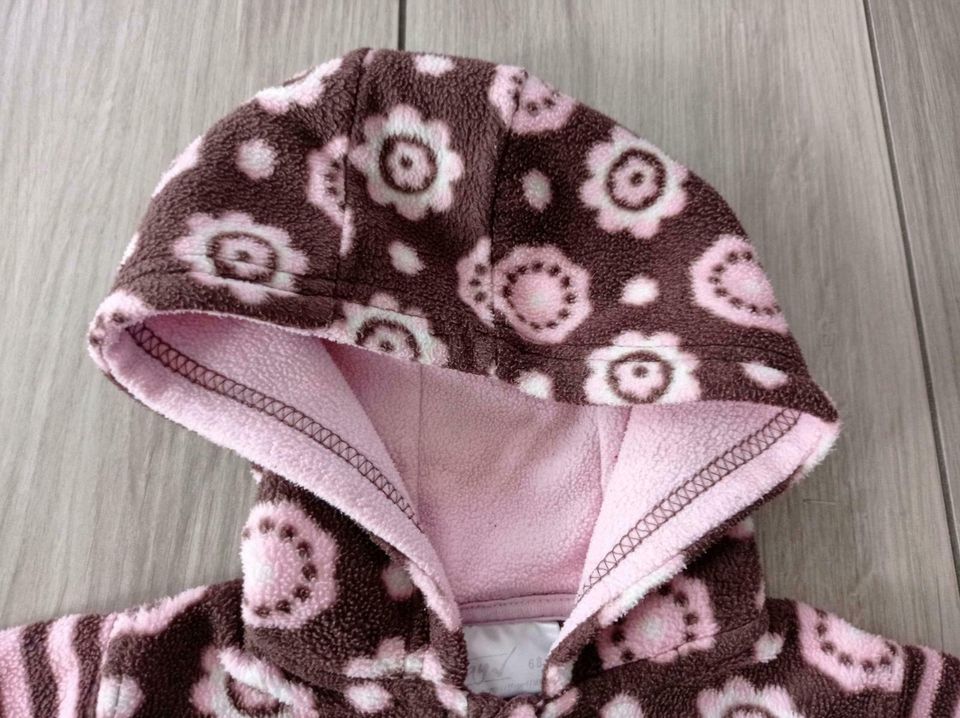 Fleecejacke für Baby-Mädchen - braun mit rosa Blumen - okay - Grö in Wolpertswende