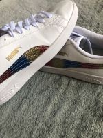 Puma Sneaker Gr.38 weiß mit Regenbogenglitzer neuwertig Sachsen-Anhalt - Helbra Vorschau