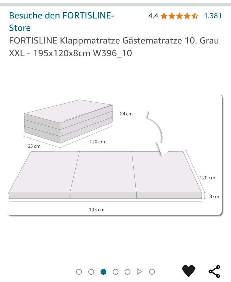 Klappmatratze 120 x 195 cm TOP Zustand! in Sonneberg