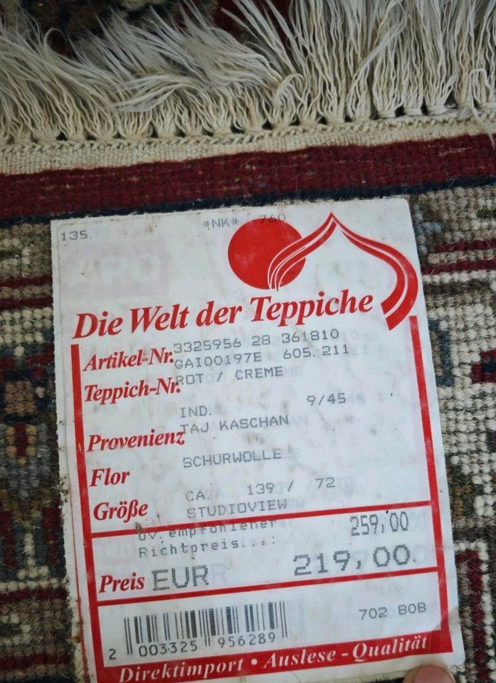 Schöner indischer Teppich Schurwolle 139x72/ orientalischer Teppi in Wuppertal