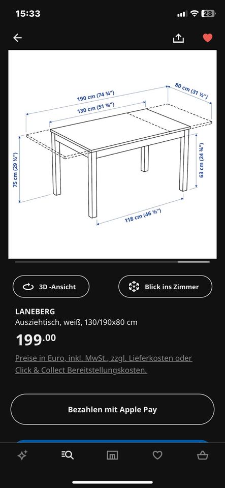 IKEA Tisch Laneberg Tisch / Esstisch / Ausziehtisch in Wuppertal