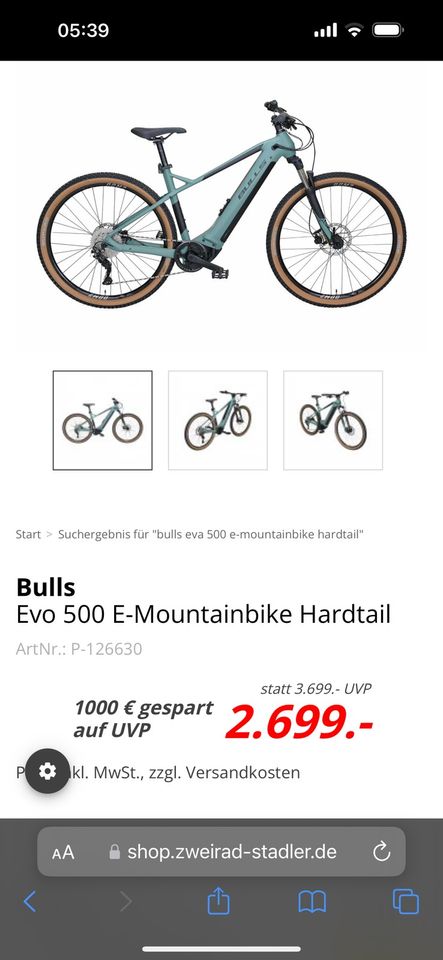 Bulls Evo e Bike Hardtail zu Verkaufen in Nürnberg (Mittelfr)