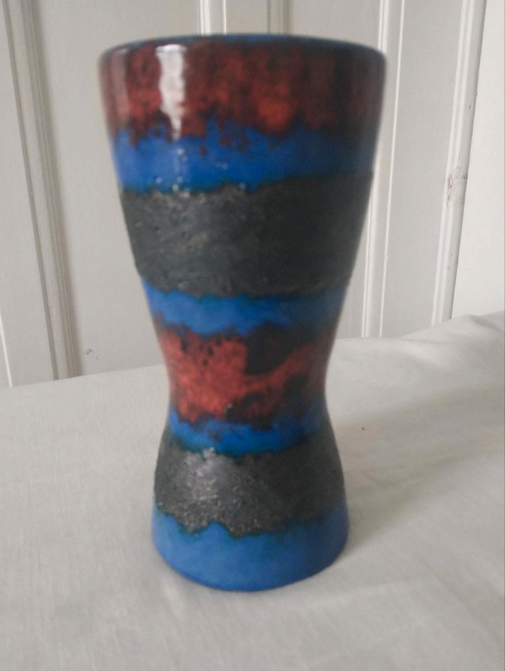 Fat Lava Vase WGP rot blau Vintage boho in Kiel