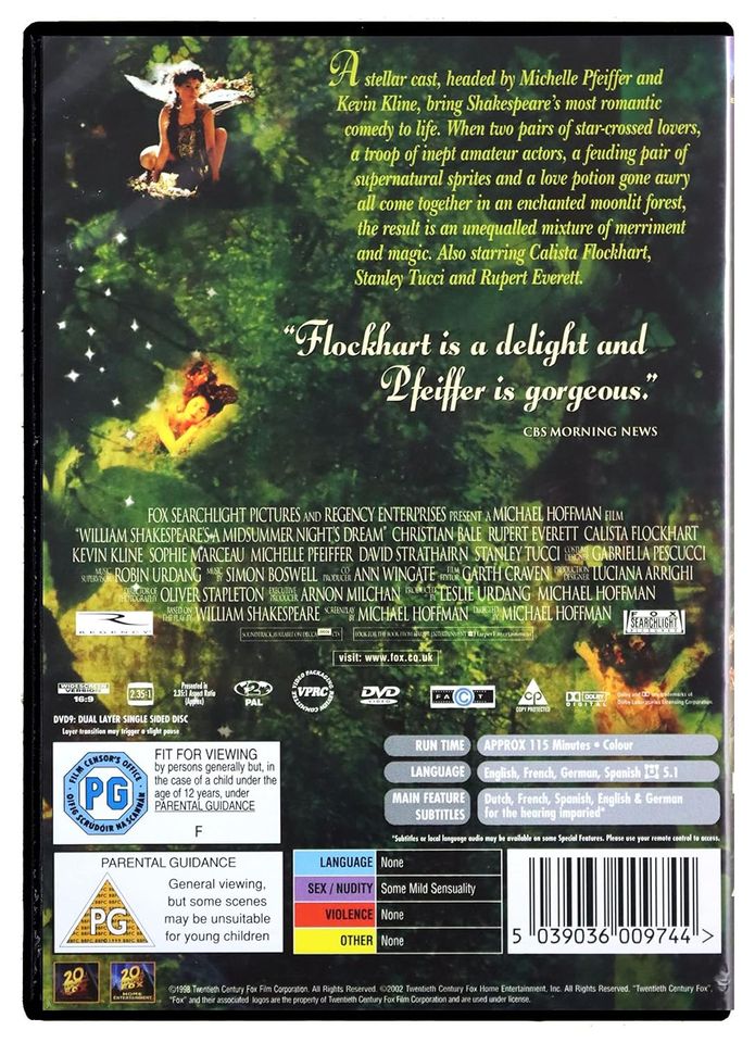 Ein Sommernachtstraum(1999) DVD NEU mit Kevin Kline in Geist
