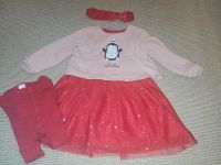 Kleid Weihnachten Set inkl. Haarband + Strumpfhose Pinguin rot Wandsbek - Hamburg Farmsen-Berne Vorschau