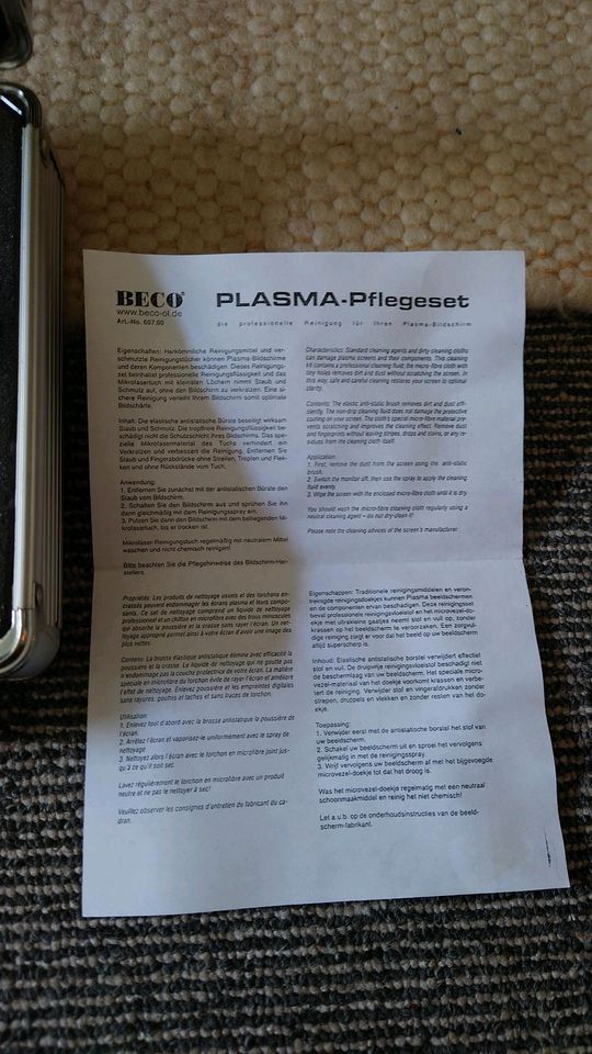 Beco Pflegeset für Plasma Bildschirme neu mit Koffer in Leverkusen