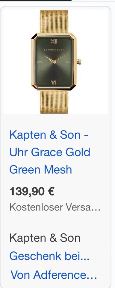 Kapten & Son Uhr - Grace Gold Green Mesh in Lüderitz