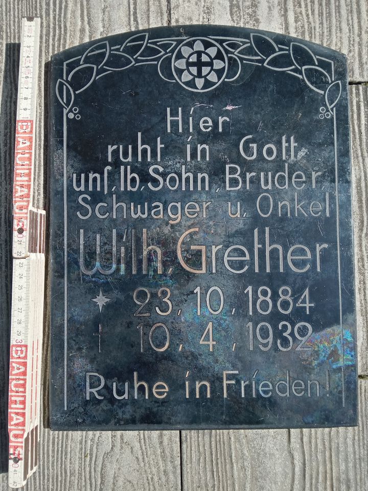 Grabplatte Glasplatte Grabstein Inschrift Gedenkstein in Karlsruhe