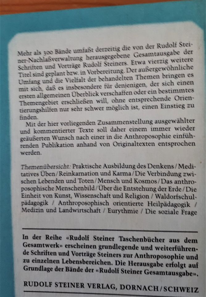 Rudolf Steiner "Einführung in die Athroposophie" Taschenbuch in Wittstock/Dosse