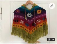 NEU ❤️ Regenbogen Poncho 100% Alpaka Wolle mit Kapuze NP130€ Thüringen - Gera Vorschau