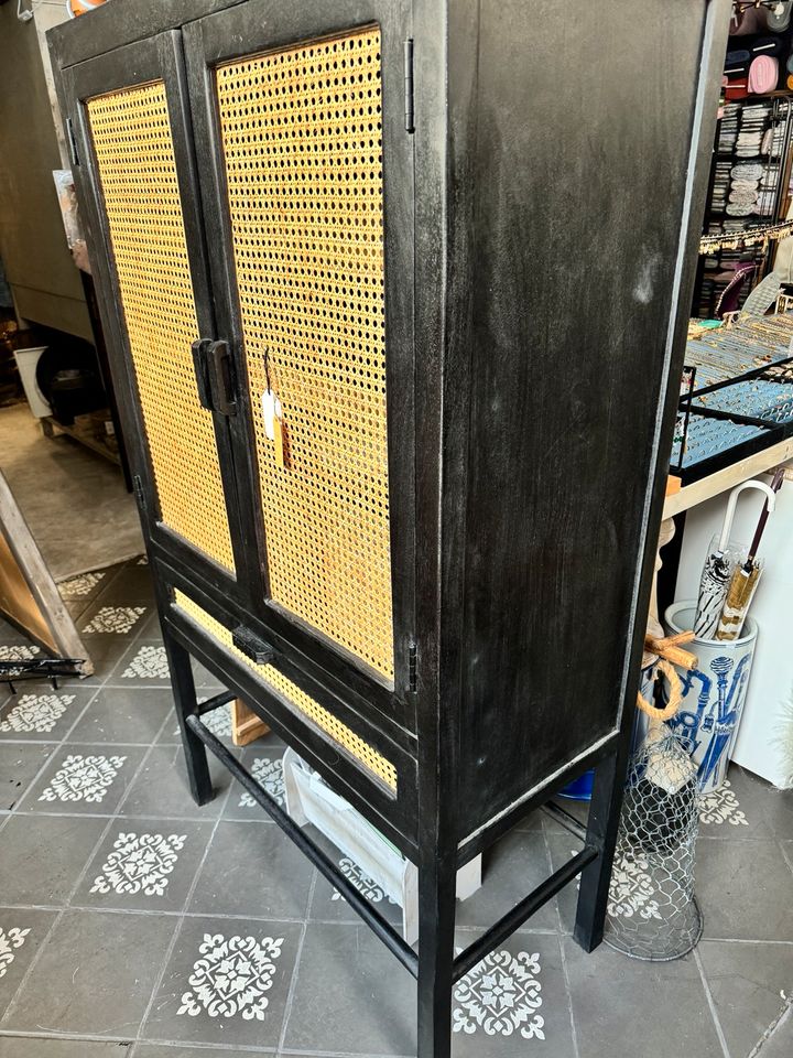 Neu Vitrine Schrank Sideboard schwarz wiener geflecht massiv Holz in Gelsenkirchen