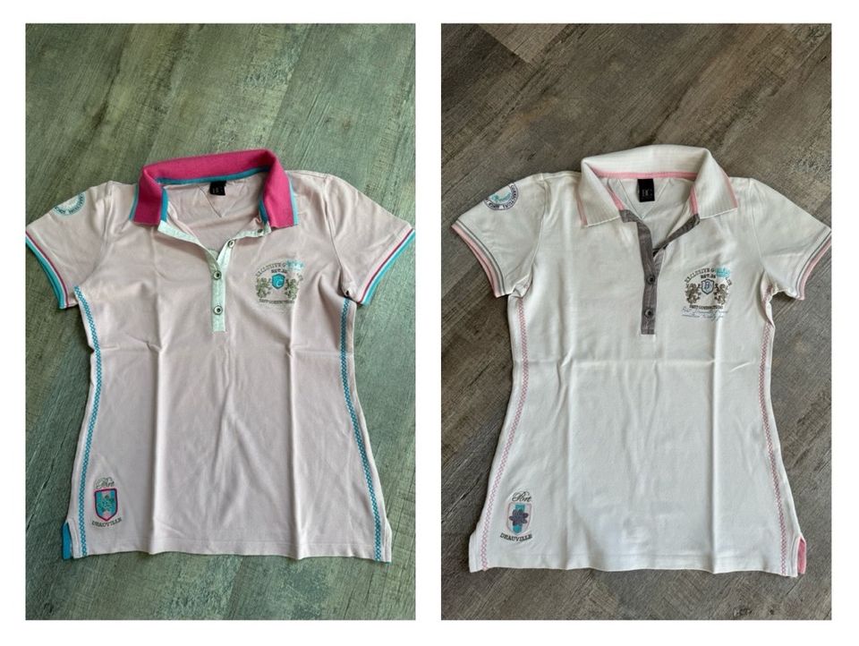 B&C Poloshirts Gr. 36 Damen weiß rosa bestickt T-Shirts in Groß-Gerau