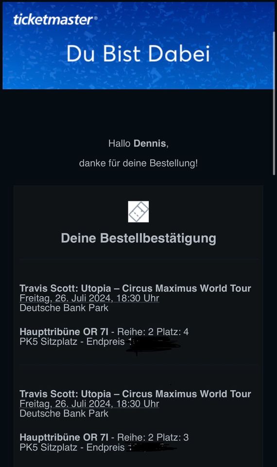 Travis Scott Haupttribüne!!!, 26.07.24 in Frankfurt in Bad Rappenau