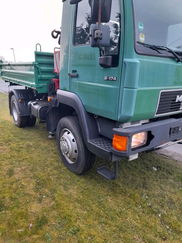 MAN 8.174 Kipper mit Kran. Allrad 4x4 grüne Plakette Wohnmobil in Esterwegen