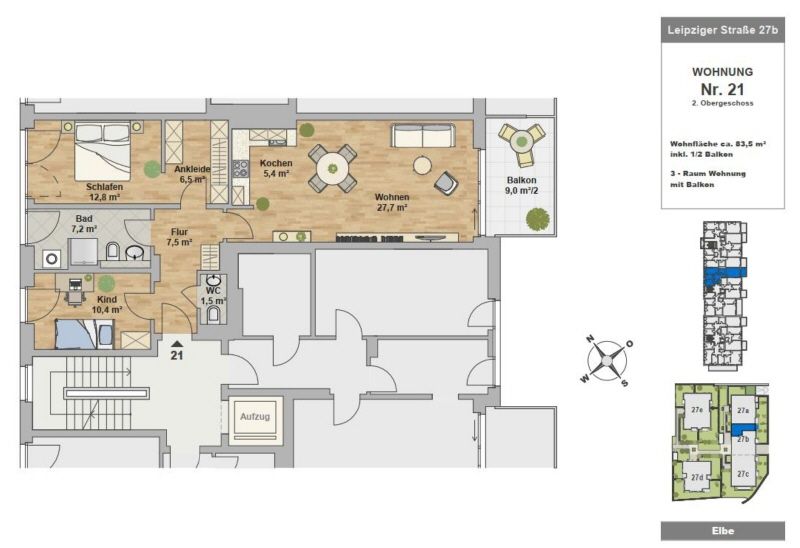 HAFENCITY DRESDEN - 3-RAUM WOHNUNG MIT BALKON in Dresden