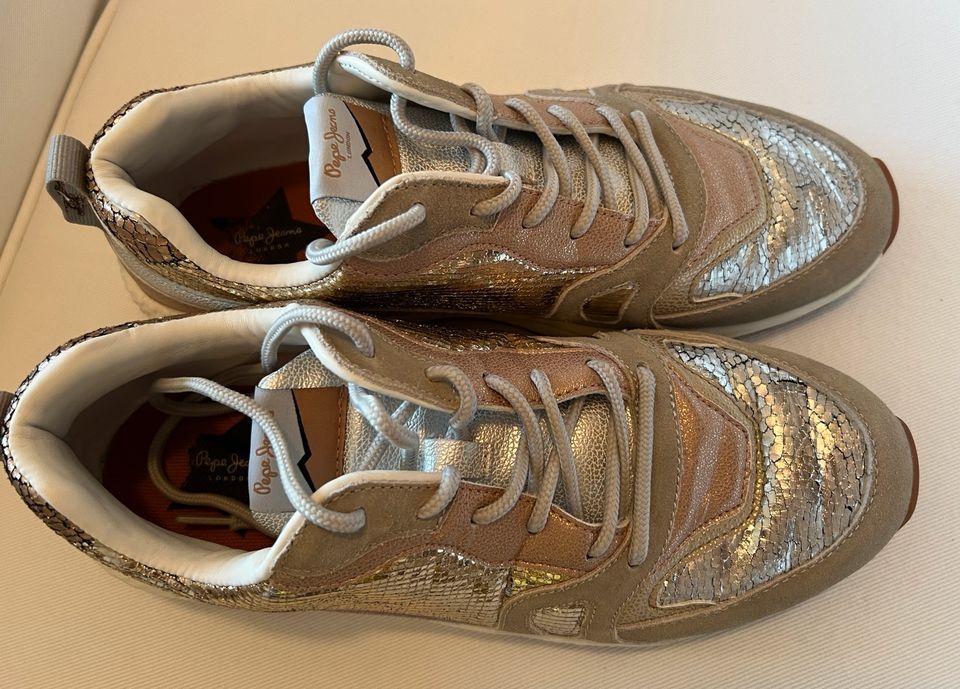 Pepe Jeans Sneaker Gr.41 Glitzer Gold Silber in Altlußheim