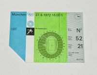 Eintrittskarte Fußball ♥️Olympiade♥️München 27.8.1972, Otl Aicher Bayern - Patersdorf Vorschau