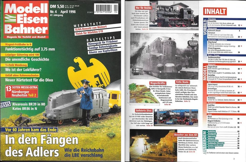 ZEITSCHRIFT „MODELL-EISENBAHNER“- 18 EINZELHEFTE aus 1998 + 1999 in Essen