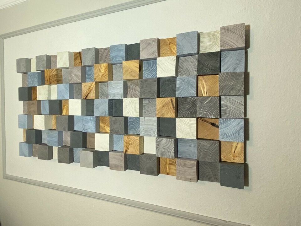 3D Mosaik Kunst Wandbild Massiv Holz Bild Wand Holzbild in Bad Bramstedt