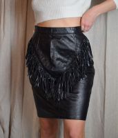 Vintage Leder Echtleder Midi Rock Highwaist schwarz Fransen S Berlin - Neukölln Vorschau