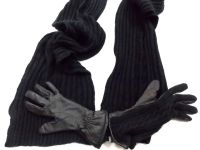 Damen Schal 200 x 20 cm und Handschuhe Schwarz mit Leder Gr. S/M Hessen - Herleshausen Vorschau