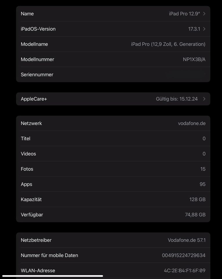 iPad Pro 12,9 Wi-Fi + Cellular 128 GB (6. Gen, M2 Chip) in Mainz