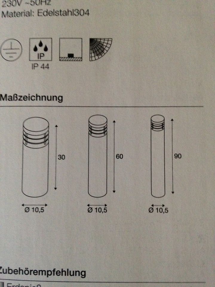 Edelstahl Außenleuchte 90cm neu original verpackt in Gera