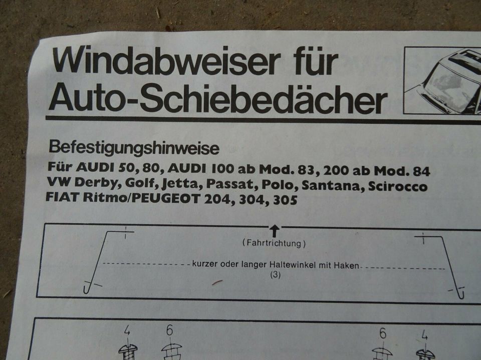 Windabweiser für Auto Schiebedächer , wie Audi 50 , BMW 02 , Merc in Erligheim