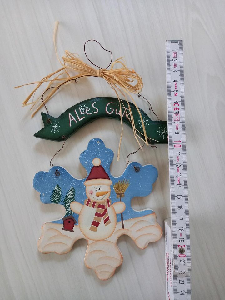 Weihnachten Winter Schneemann Tür/Wandschild Alles Gute Holz deko in Schauenburg