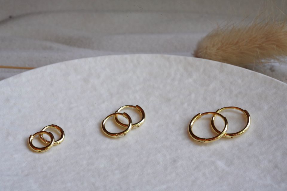 Kreolen, Ohrringe Gold aus 925 Silber Ohrringe in 3 Größen in Offenburg