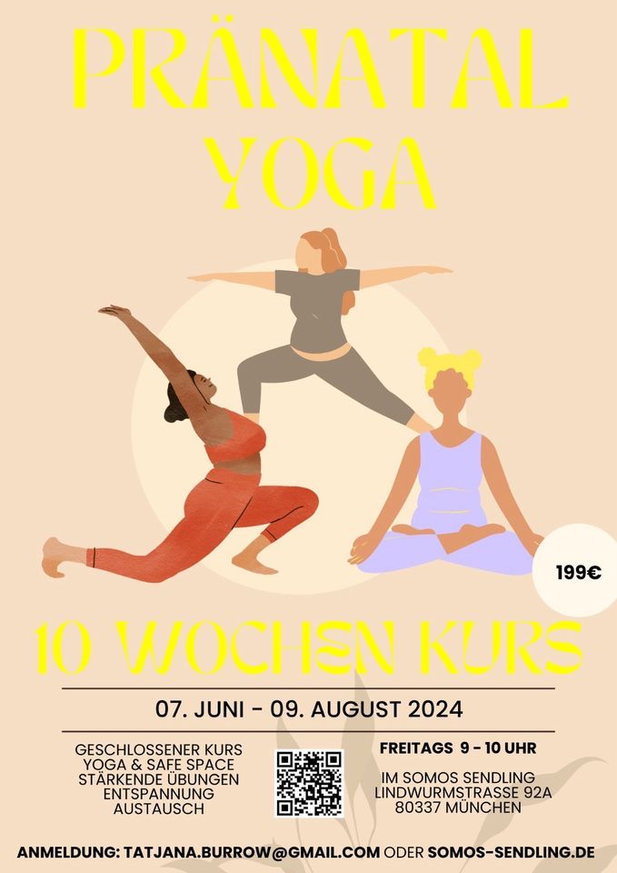 10-Wochen Pränatal Yogakurs 7. Juni - 9. August 2024 in Sendling in München
