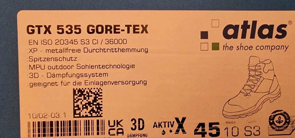 Atlas GTX 535 GORE-TEX Arbeitsschuhе - Schwarz, EU 45 in Bochum