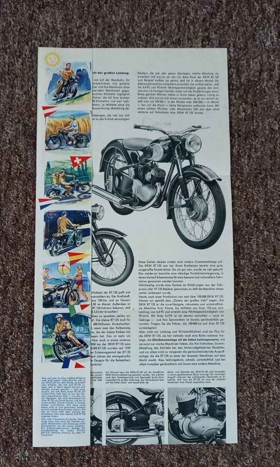 DKW RT 125 mit Kettenkasten Werbung Werbeprospekt 50iger Jahren in Zeitz