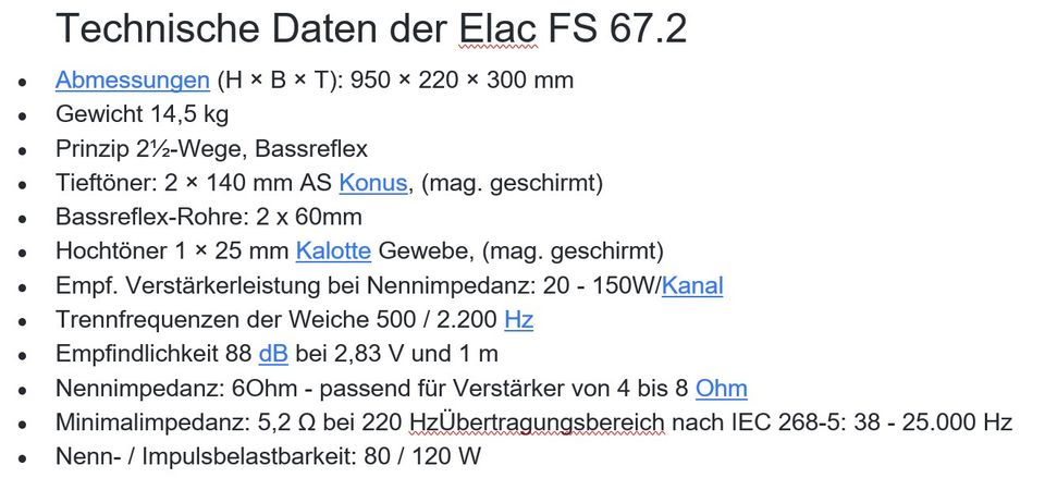 Lautsprecher Elac FS 67.2 (Paar) in Rielasingen-Worblingen