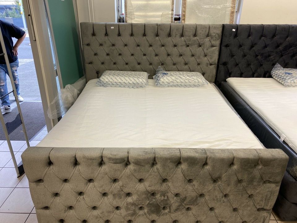 Boxspringbett Chesterfield Grau Mit Bettkasten in Düsseldorf