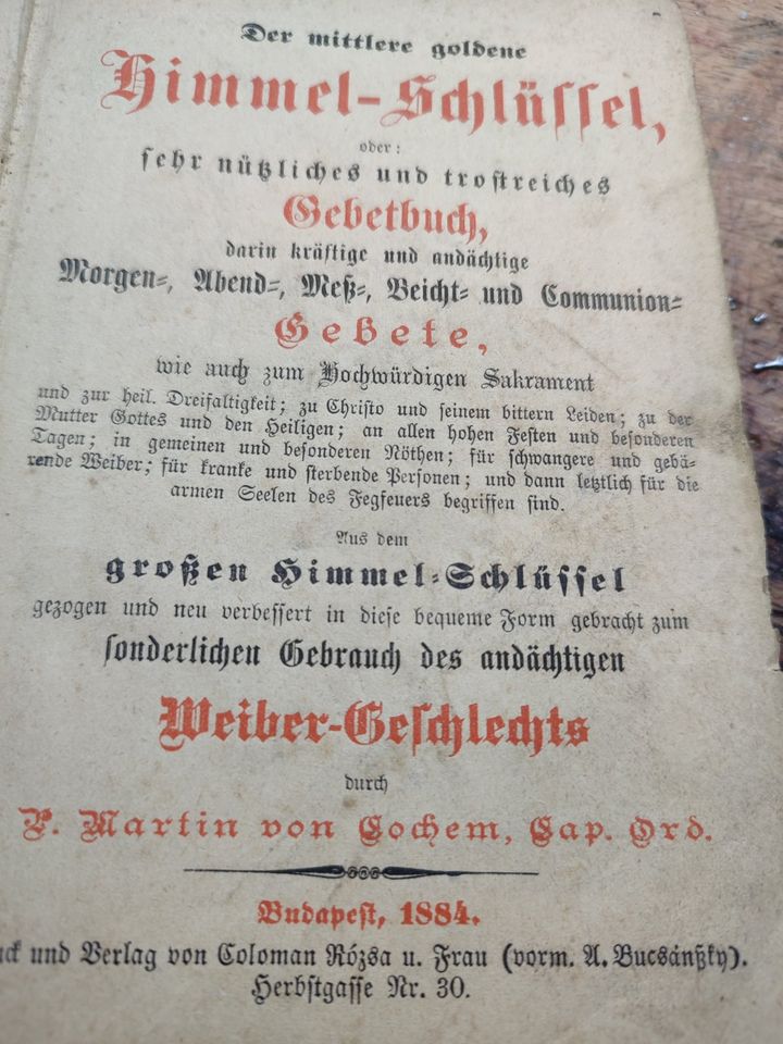 Gebetbuch von 1884 mit prächtigem Einband in Aichelberg