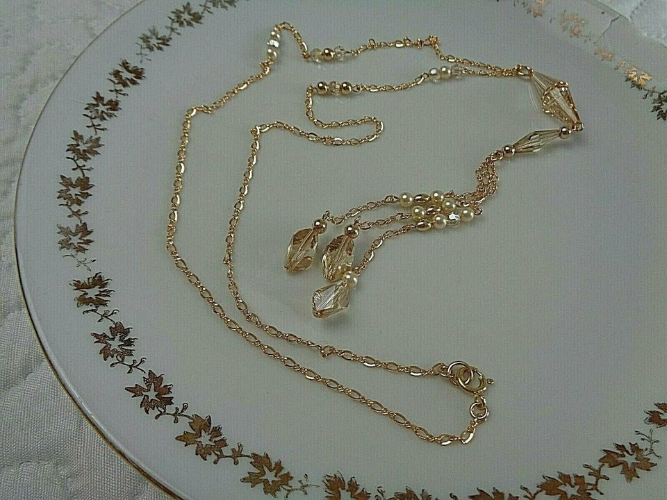 Lange Goldkette Gold Filled, mit Swarovski ELEMENTS in Wittenberg