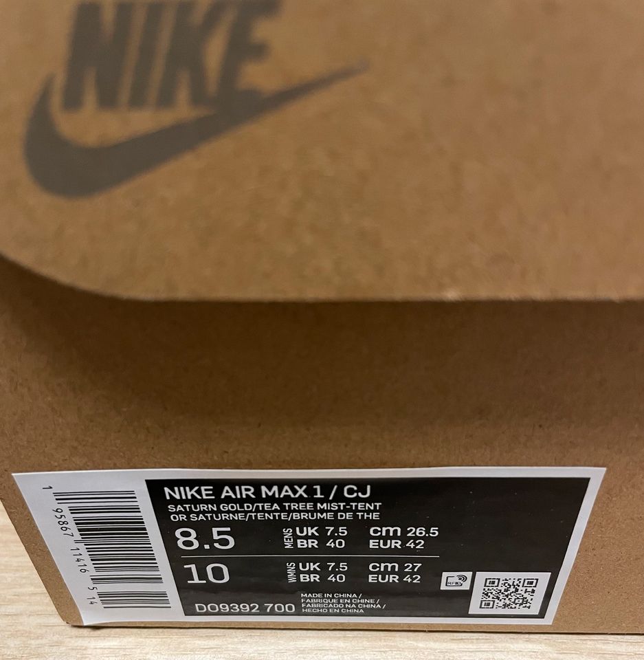 Nike Air Max 1 x Travis Scott CJ - Saturn Gold - EU 42 - NEU in Braunschweig