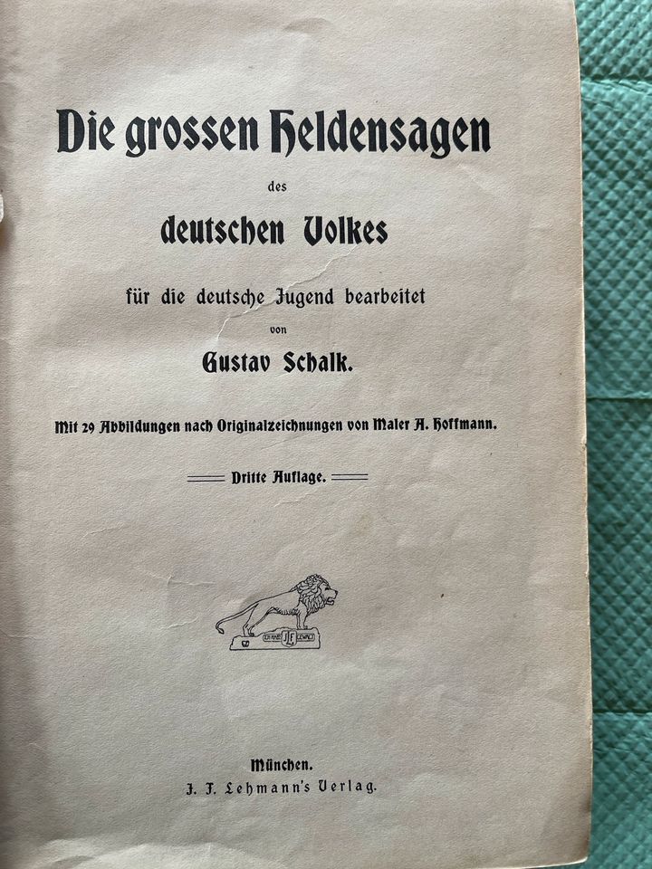 Die grossen Heldensagen, Gustav Schalk, antikes Buch Nibelungen in Albachten