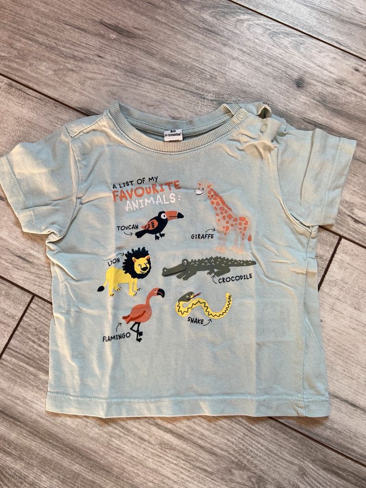 Baby T-Shirt Shirt blau Tiere Gr. 80 in Lünen