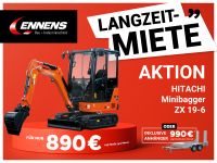 Minibagger Langzeitmiete [Hitachi ZX19] *890,00€ netto* Niedersachsen - Dörpen Vorschau