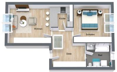 2 Zimmer Dachgeschosswohnung im Mössinger Zentrum mit Einbaukücke in Mössingen