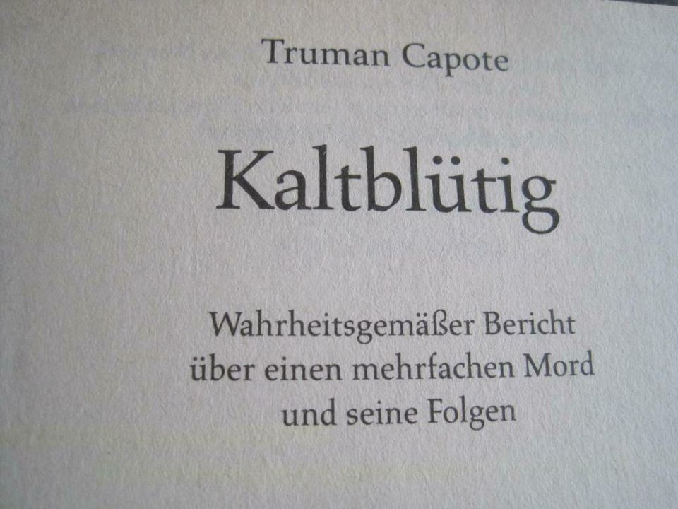 Kaltblütig In cold Blood auf deutsch Truman Capote deutsches Buch in Inden