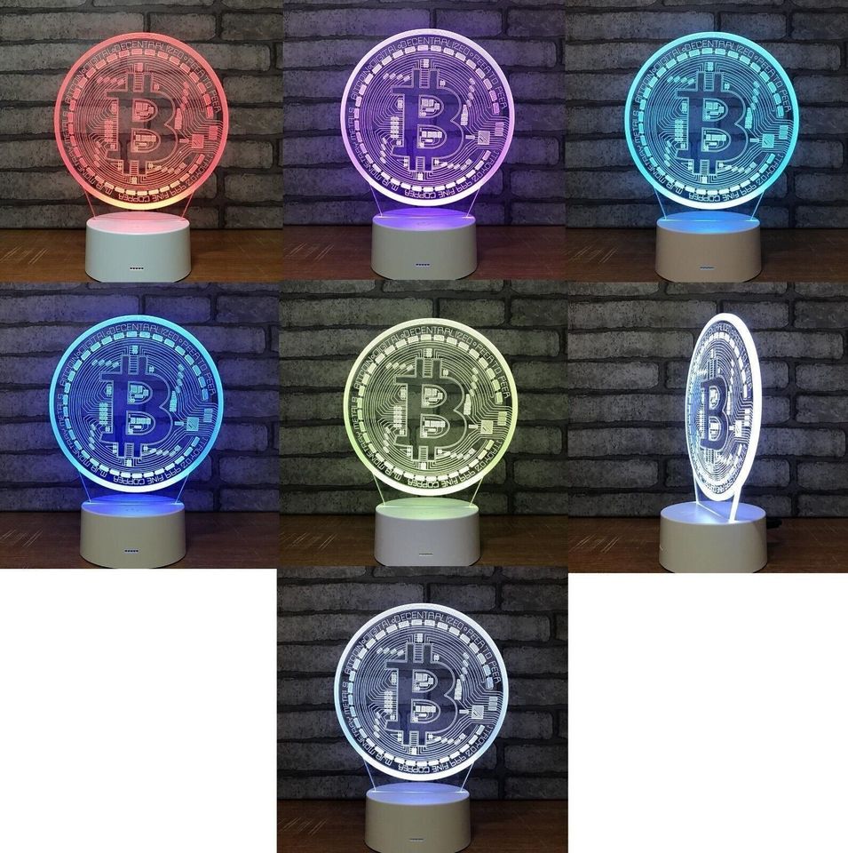 Multicolor LED Lampe im Bitcoin Design 7 Farben- Fernb. in Haldensleben