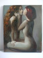 Öl-Acryl-Gemälde -2 junge Frauen nackt Lena + Julija = TATU/TATY Bayern - Augsburg Vorschau